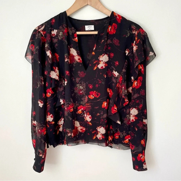 Aritzia Wilfred Lila Ruffle Floral Blouse Whimsigoth - Picture 3 of 9